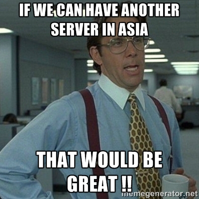 We players who live in asia always have lag problems because we are so far from server :(
